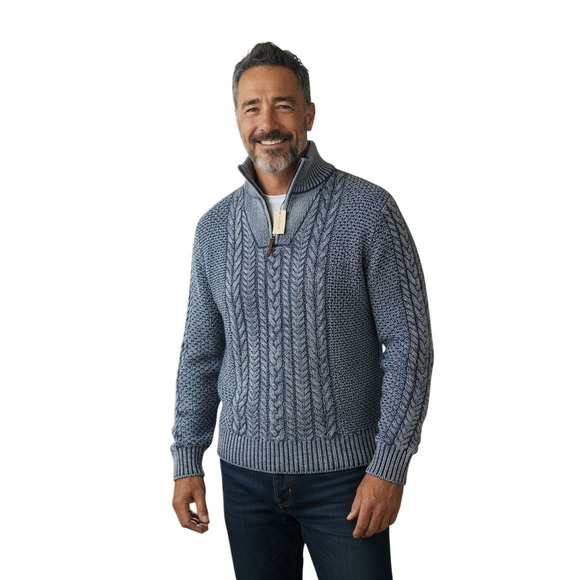 New L.L. Bean Signature Indigo Men's Quarter-Zip Cable-Knit Sweater NWT 
$149 - Picture 1 of 9